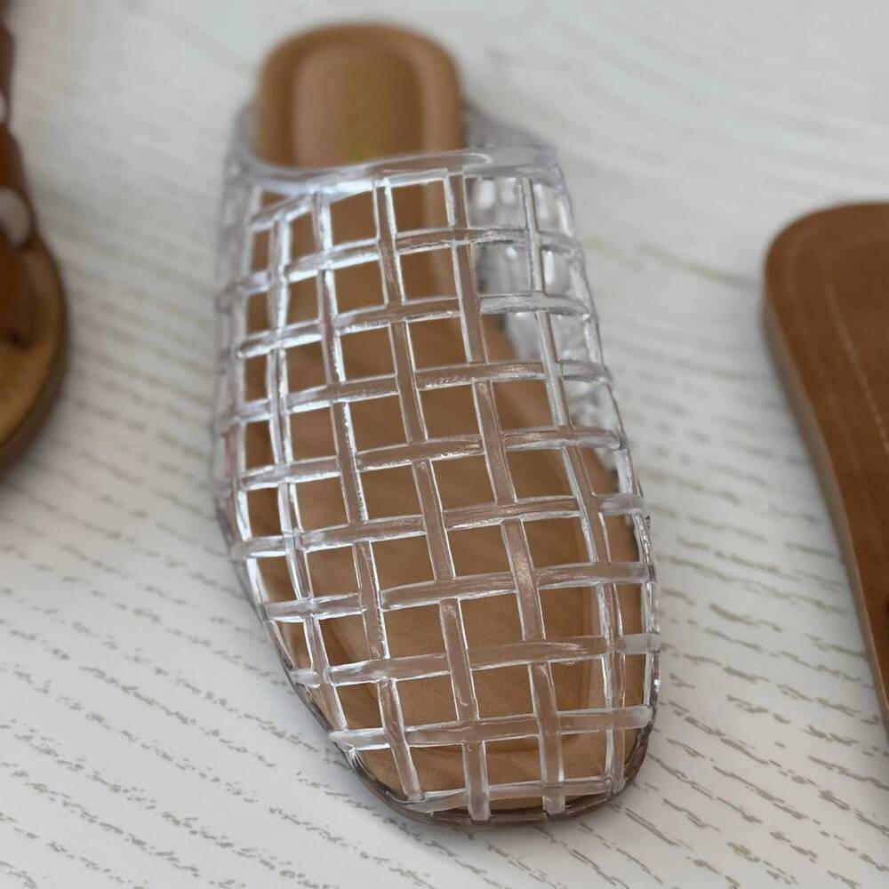 NEW SODA women's wayne jellies mules in clear
